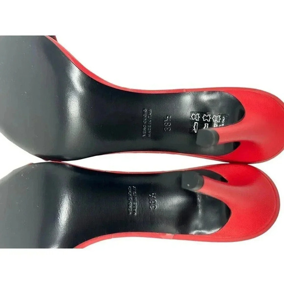 Barneys New York Red leather  & Clear PVC slide mule sandals size 38.5 8.5 new - Picture 7 of 8